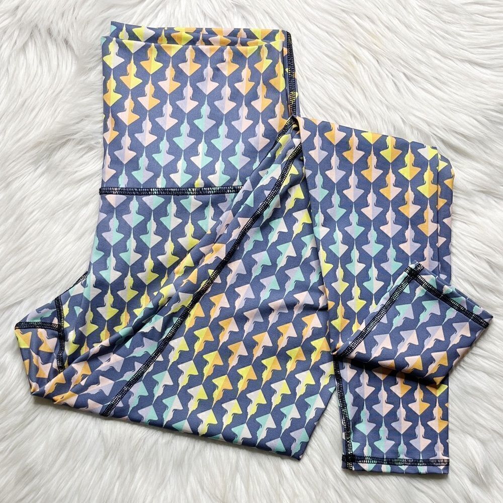 Hottie Yoga Wear Buddha Head High Rise Leggings Purple & Yellow Size XL